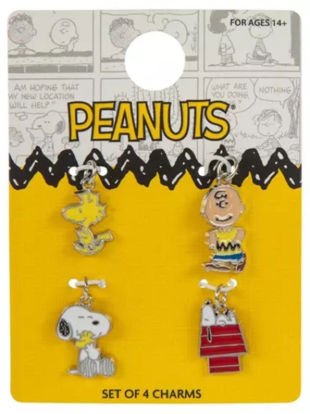 New 4 Peanuts Kids Yellow Multi-Character Charm Set - 4 Pack